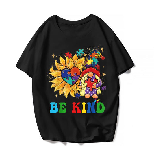 Autism Kindness Gnome Tee - Casual Graphics for Women