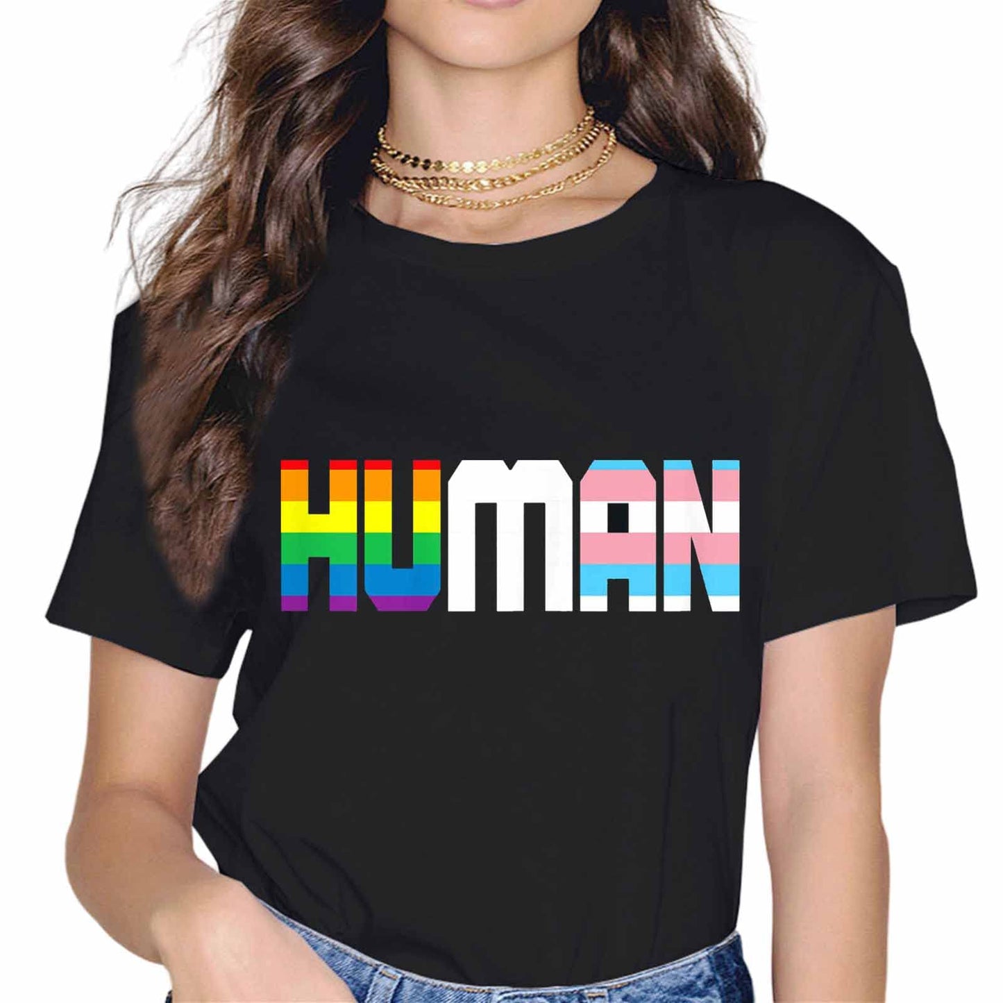 Human LGBTQIA Rainbow Flag Pride Transgender Proud Ally T-Shirt