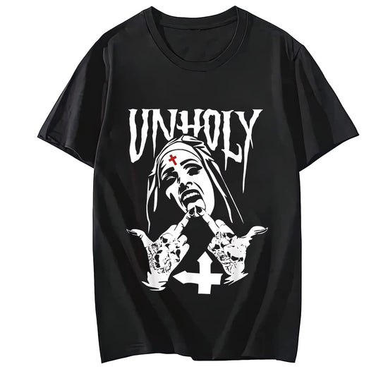 Satanic Nun Tattoos Unholy T-Shirt Funny Father's Mother's Day for Men Women