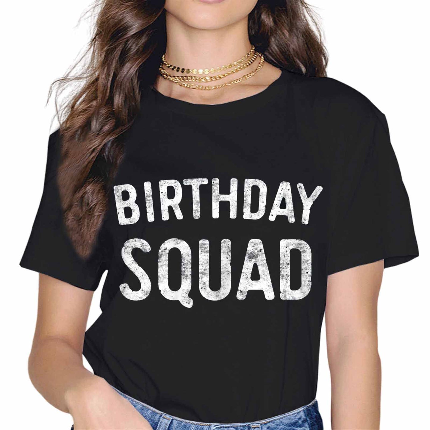 Birthday Squad Party Fashion Short Sleeve Casual Round Neck Gift T-Shirt