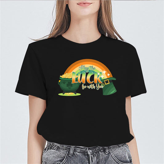 T-Shirt with A Lucky Sign Graphic - Women's Summer Casual T-Shirt