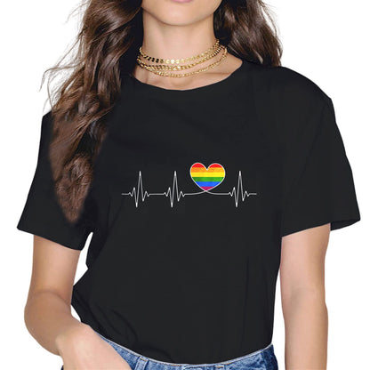 Women Pride Rainbow Flag Pride Month LGBTQ Ally LGBT Fashion Casual Tees