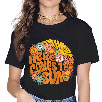 Here Comes The Sun Vintage Retro Summer Beach Gift T-Shirt