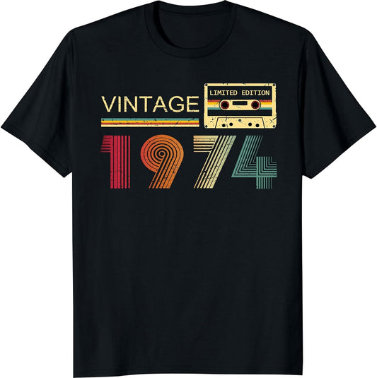 Vintage 1974 T Shirts for Men 50th Birthday Gifts for Men Dad Fathers Day Birthday Gifts for Husband Friend 1974 Tshirt