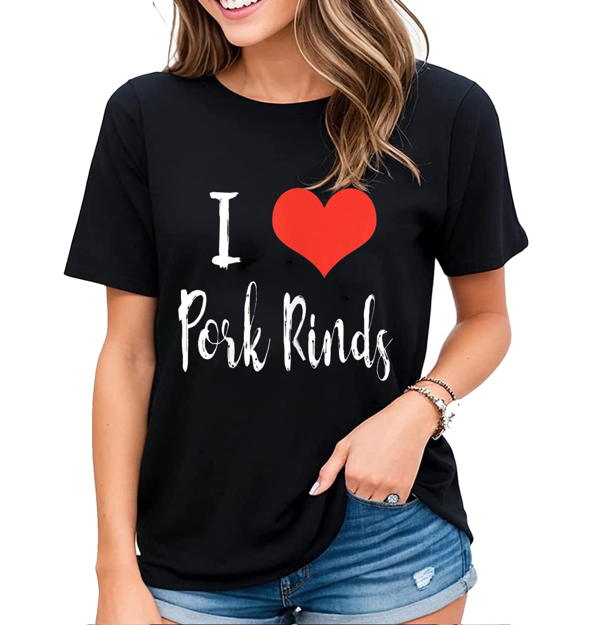 Womens Red Heart Graphic T-Shirt I Love So-and-so Fun Casual Short-Sleeved Tops
