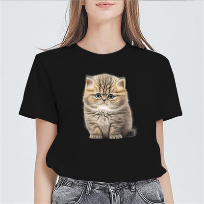 Cute Daze Cat Womens Girls Summer Fashion Casual Short-Sleeved T-Shirt