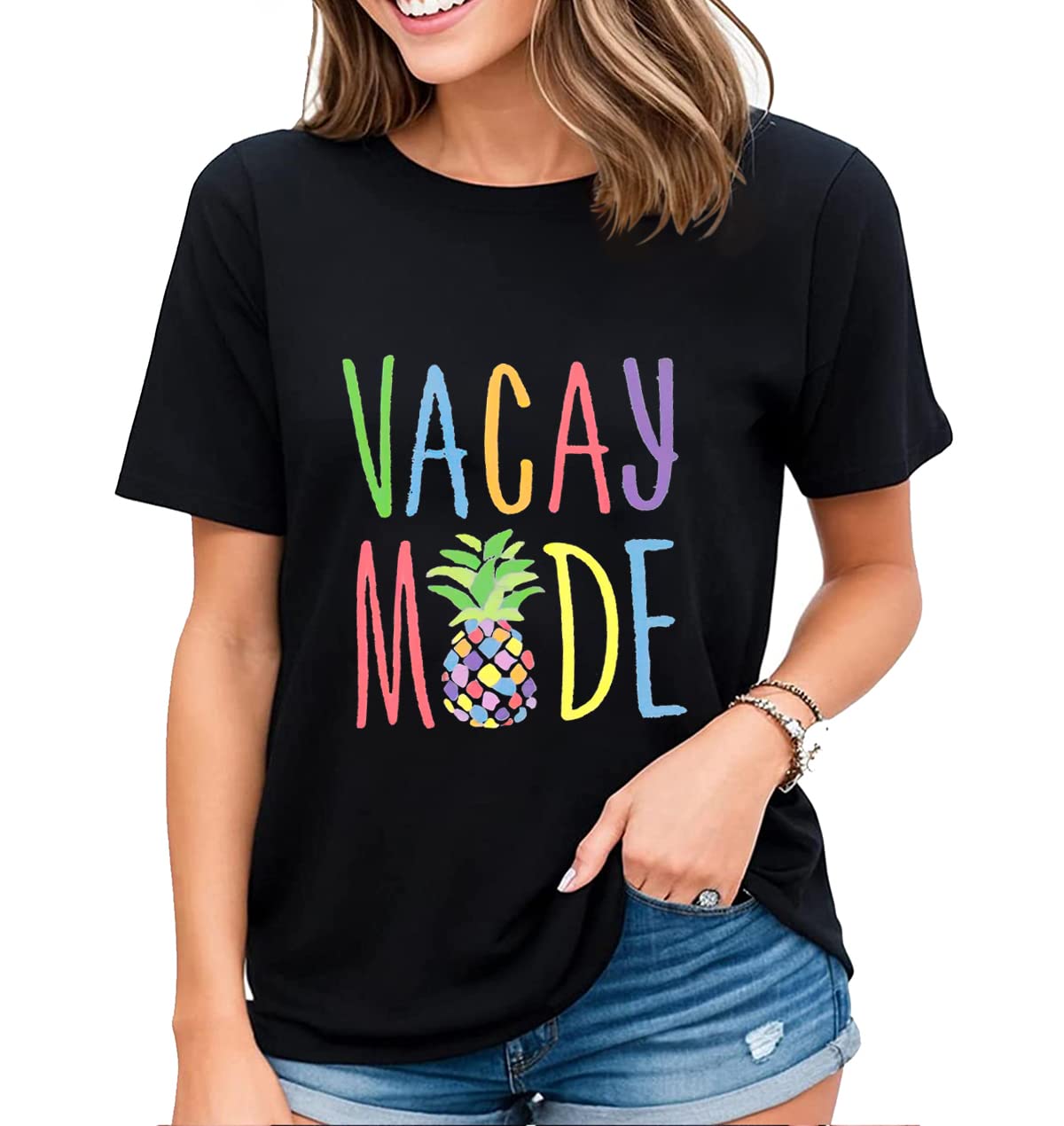 Women's Vacay T-Shirt Vacation Mode Shirt Simple Style Summer Casual Short-Sleeved Tops