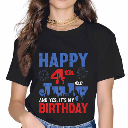 Sassalilly Happy 4th of July Patriotic American US Flag 4th of July T-Shirt