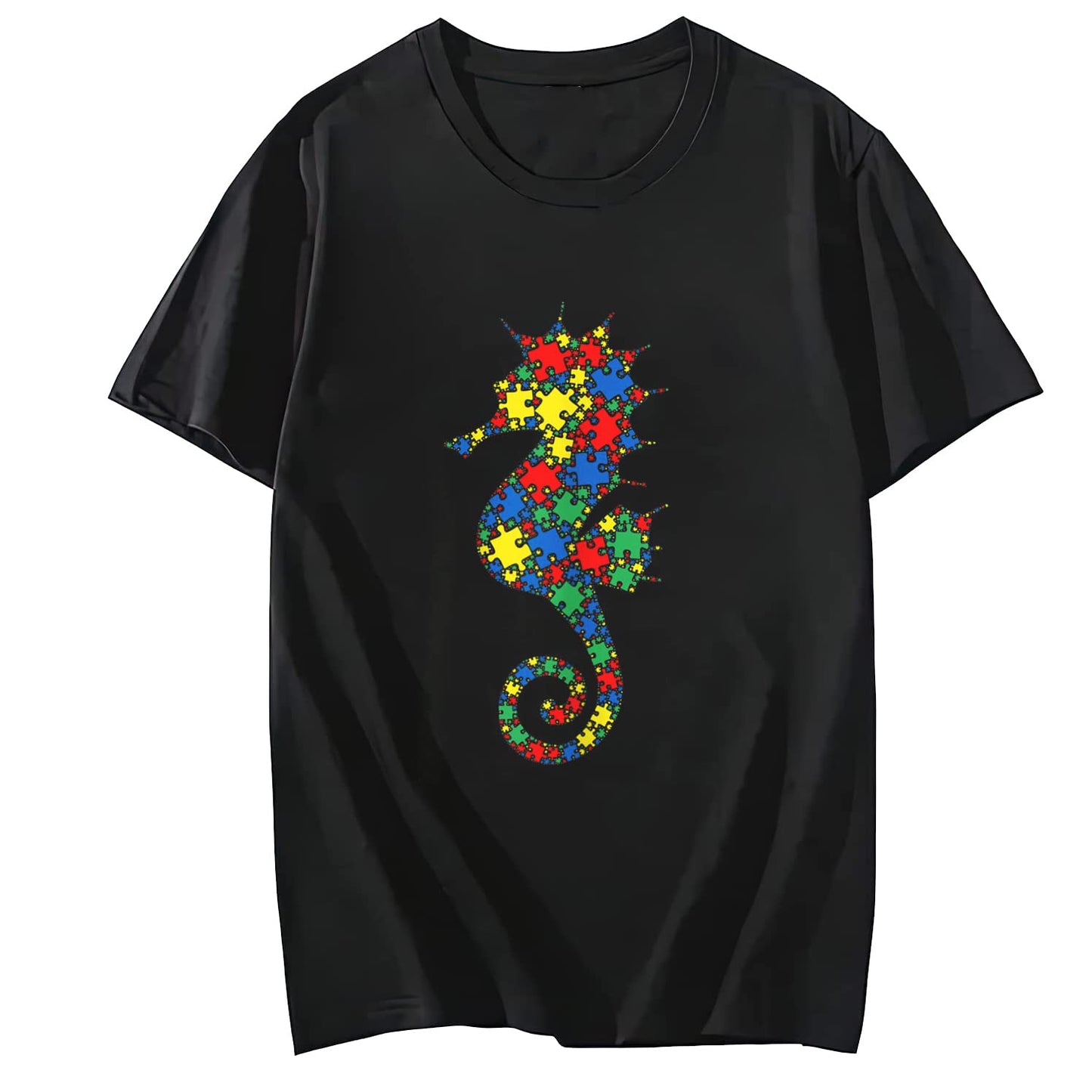 LastFor1 Monkey Autism Puzzle for Women Men Kids Cute O-Neck T-Shirt