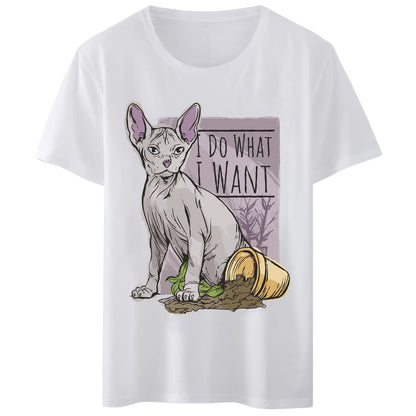 Women T-Shirt I Do What I Want Cute Cat T-Shirt