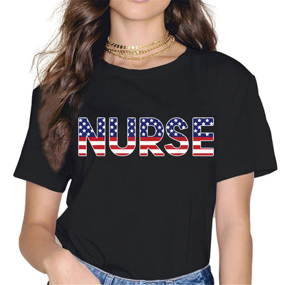 Nurse Pride Patriotic T-Shirt - American Flag Graphics