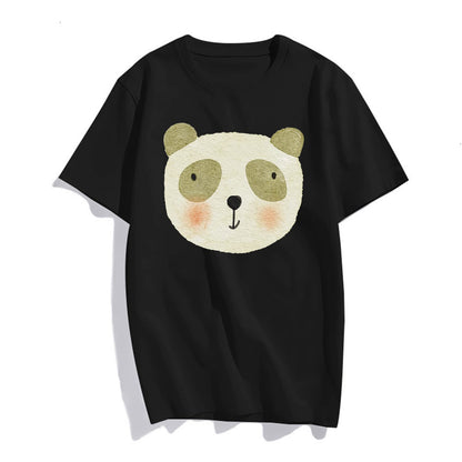 Cute Bear Face Graphic Short Sleeve T Shirts for Women Summer Tops Teen Girl Clothes