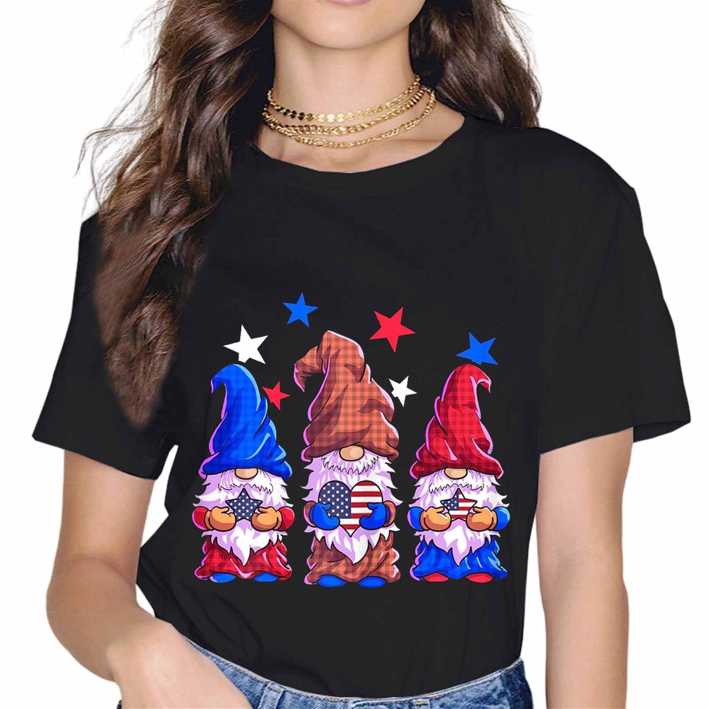 4th of July American Gnomes Celebrating Independence Day T-Shirt