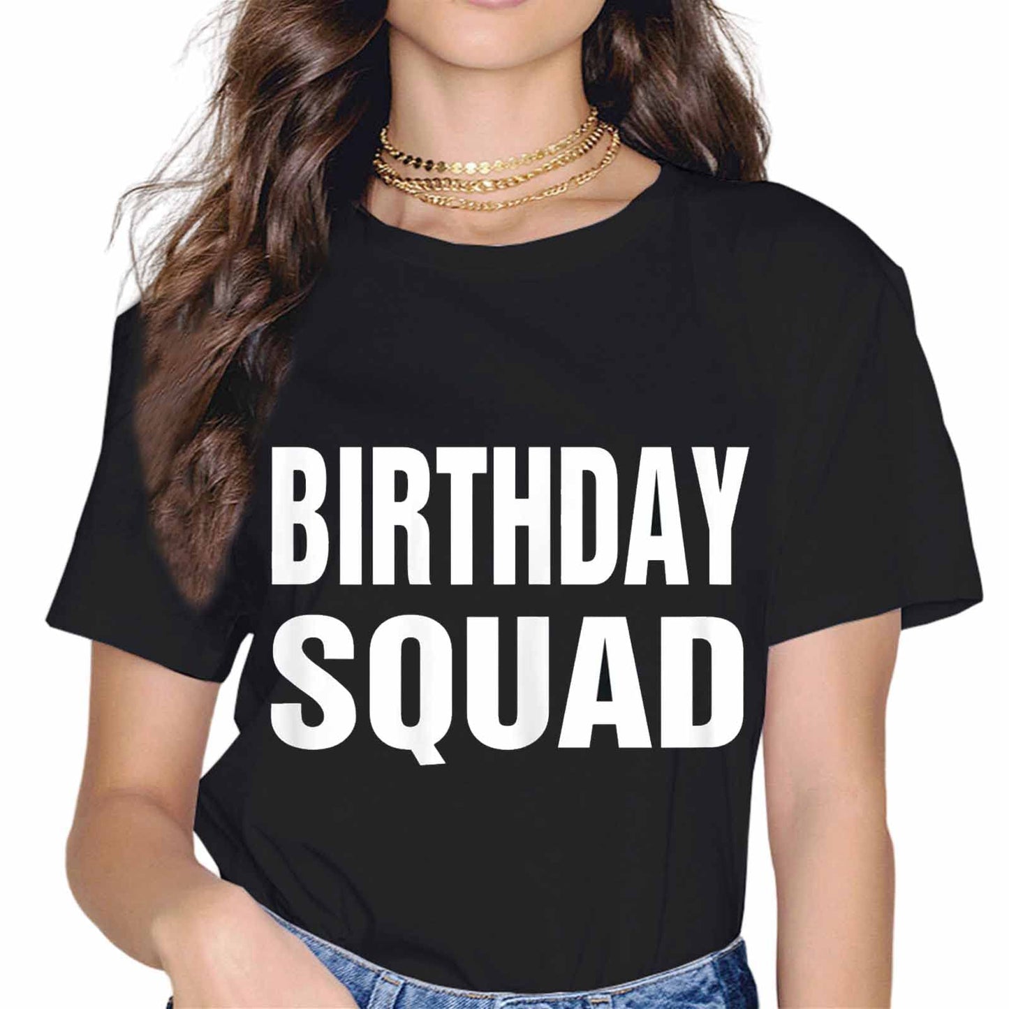 Birthday Squad Party Fashion Short Sleeve Casual Round Neck Gift T-Shirt