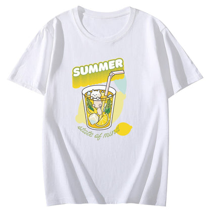 Summer Kitten Shirt Short Sleeve Comfort Tops T-Shirt for Women