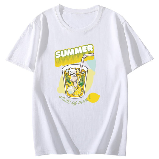 Summer Kitten Shirt Short Sleeve Comfort Tops T-Shirt for Women