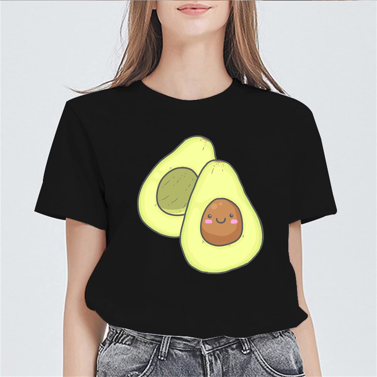 Womens Lovely Avocado Graphic Short Sleeve T Shirts for Women Summer Tops Teen Girl Clothes