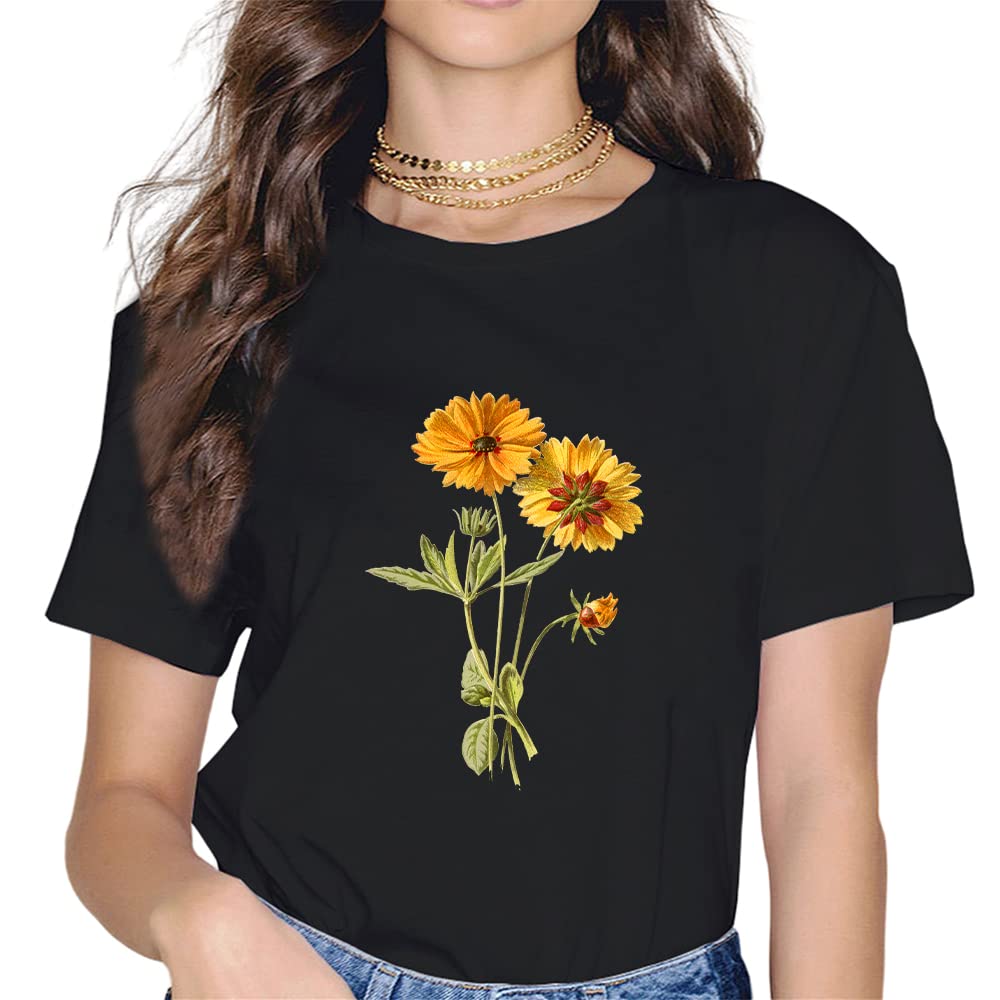 Sunflower T Shirts for Women T-Shirt Cute Graphic Tops Tshirt Womens