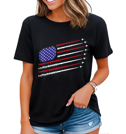 Patriotic American Independence Day Shirts for Women 4th of July USA T-Shirt