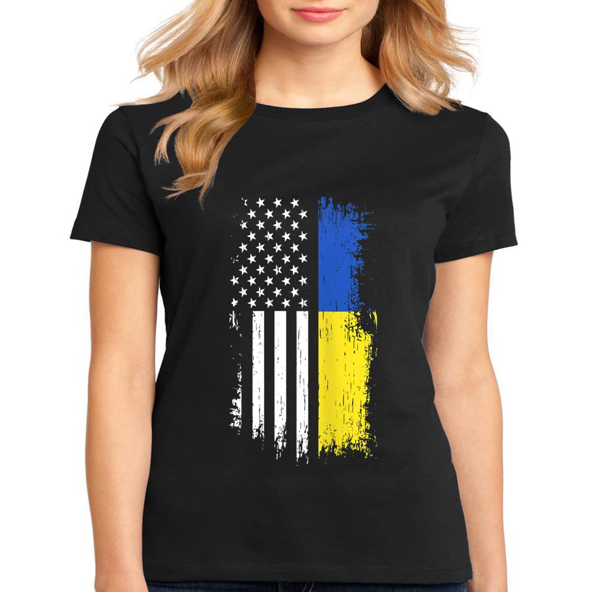 Women's T-Shirt Ukraine Cheer Shirt Concerned Ukrainian American Freedom Short Sleeve Top