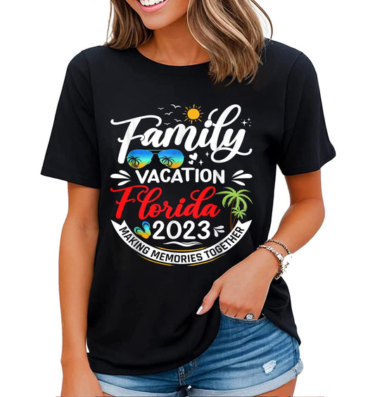 noozuo New Tropical Summer Vacation Shirt Women Florida Holiday Beach Palm Tree T-Shirt