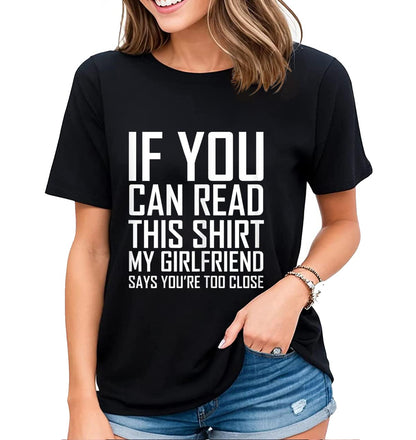 Womens T-Shirt Novelty Boyfriend Girlfriend Fun Sayings Casual Short-Sleeved Tops