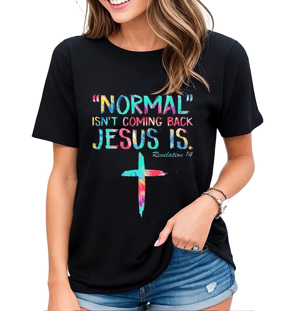 Women's Tshirt Normal Isn't Coming Back Jesus is Christian Gift Casual Short Sleeve Tops