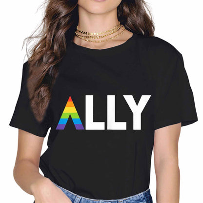 Proud Ally Fashion Short Sleeve Casual Round Neck Pride Month Gift T-Shirt