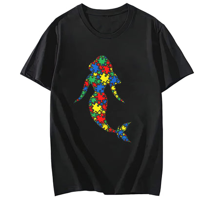 LastFor1 Monkey Autism Puzzle for Women Men Kids Cute O-Neck T-Shirt