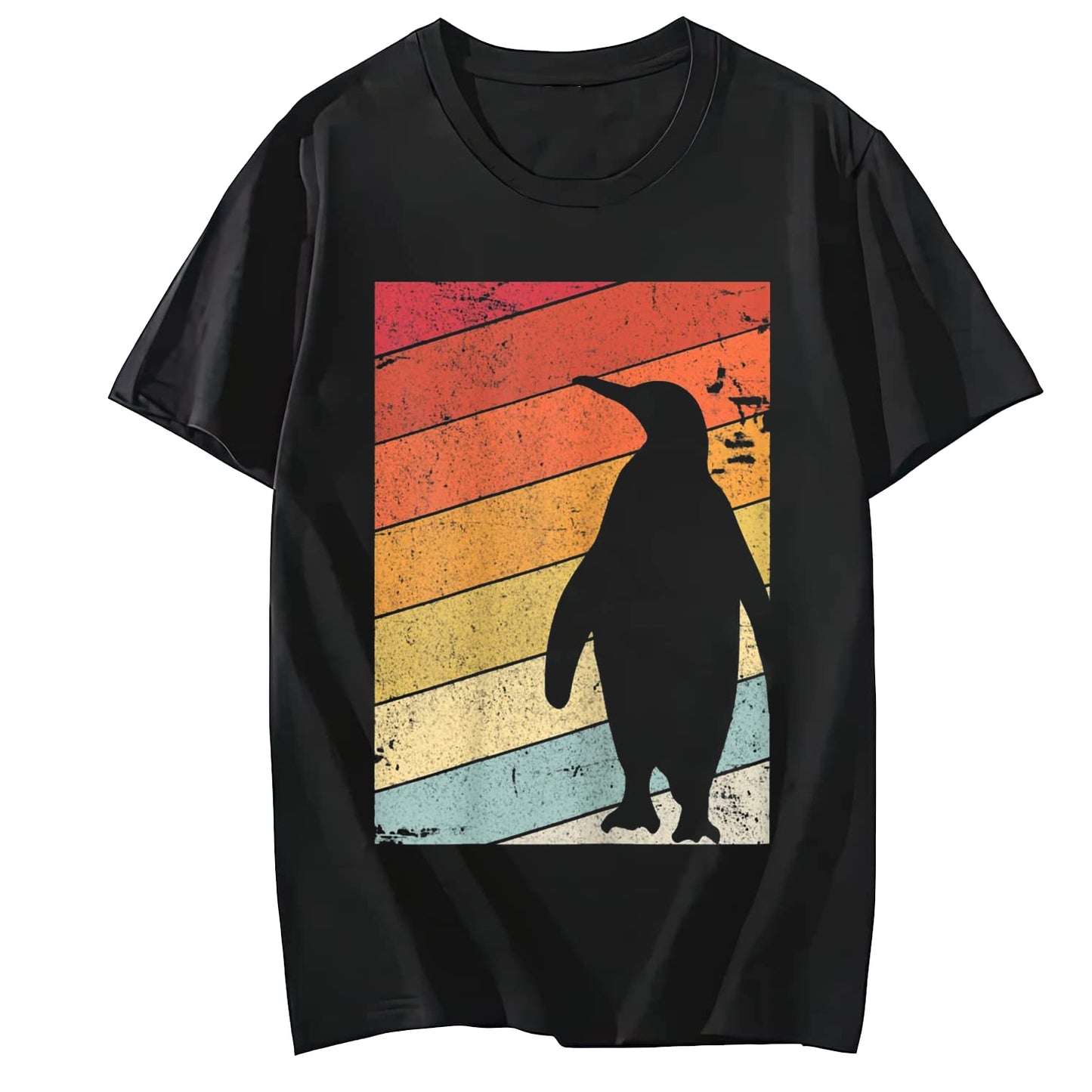 LastFor1 Womens Tshirt Penguin Retro Style Graphic Short Sleeve T-Shirt