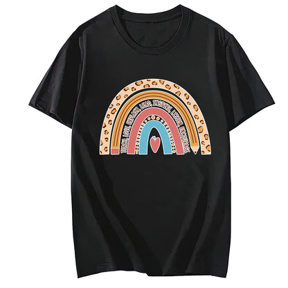 Rainbow Teaching Short Sleeve Comfort Tops T-Shirts for Women