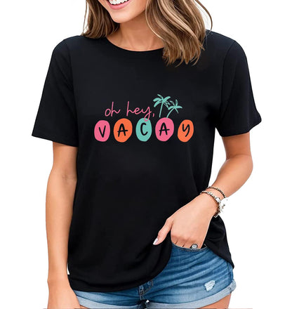 Women's Vacay T-Shirt Vacation Mode Shirt Simple Style Summer Casual Short-Sleeved Tops