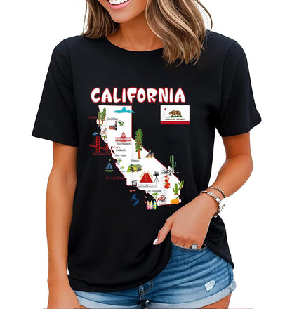 California Flag T-Shirt - Women's California Bear Graphic Tee