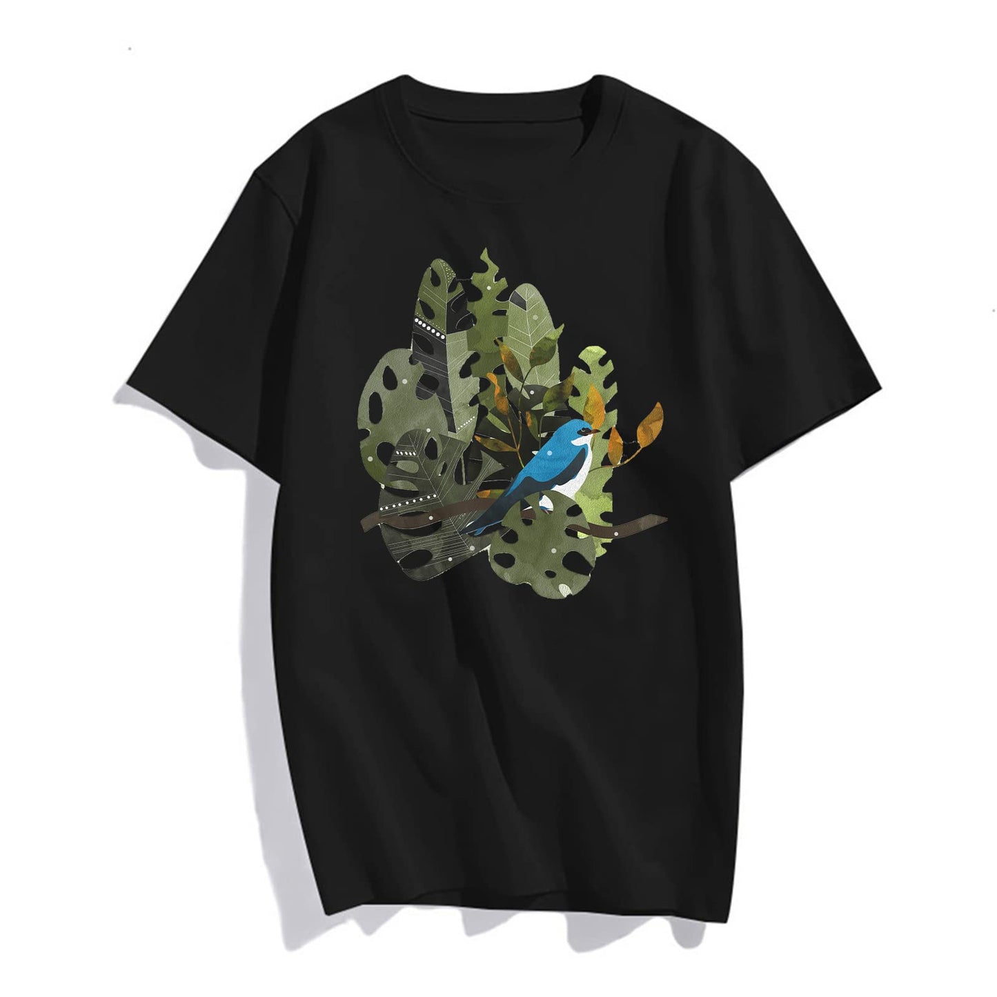 Womens Bird Greenery Graphics Vintage Short Sleeve T Shirts for Women Summer Tops