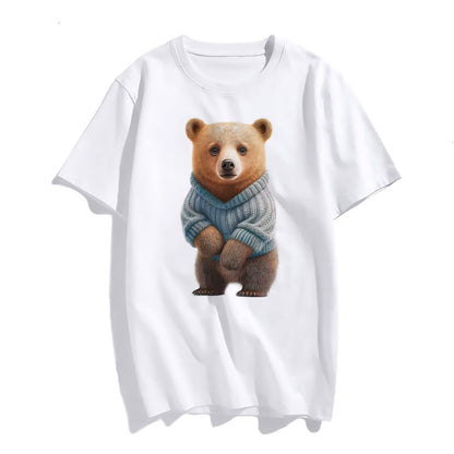 Women Fashion Adorable Bear Tshirts Casual Short Sleeve Tops Women's Teens Girl