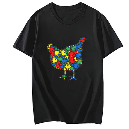 LastFor1 Monkey Autism Puzzle for Women Men Kids Cute O-Neck T-Shirt