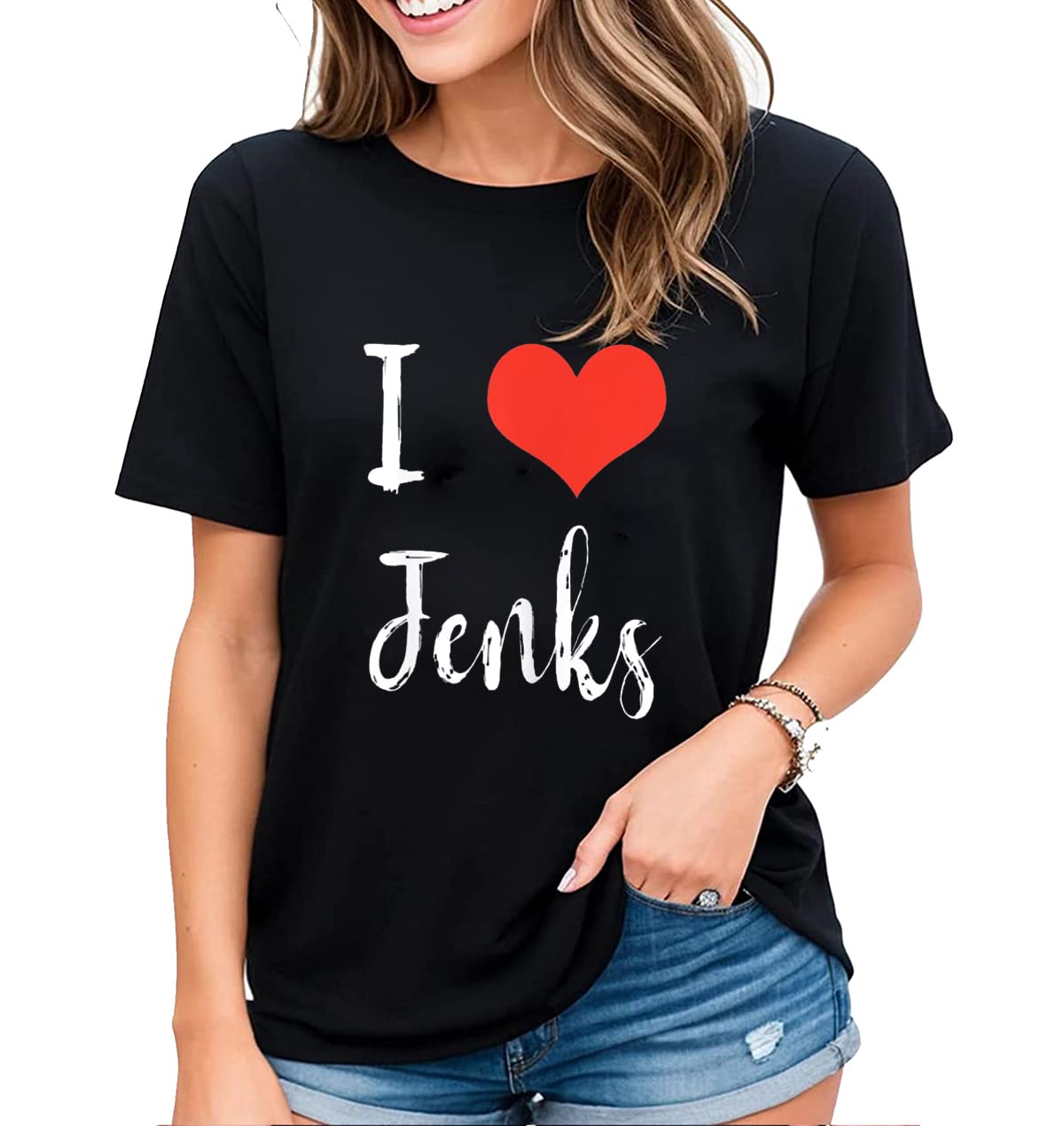 Womens Red Heart Graphic T-Shirt I Love So-and-so Fun Casual Short-Sleeved Tops