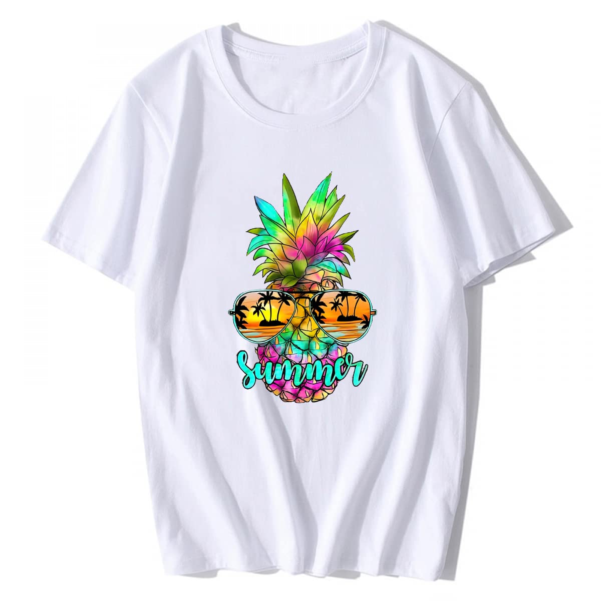 T-Shirt for Women Hello Summer Graphic Shirt Vacation Beach Style Casual Short-Sleeved Tops