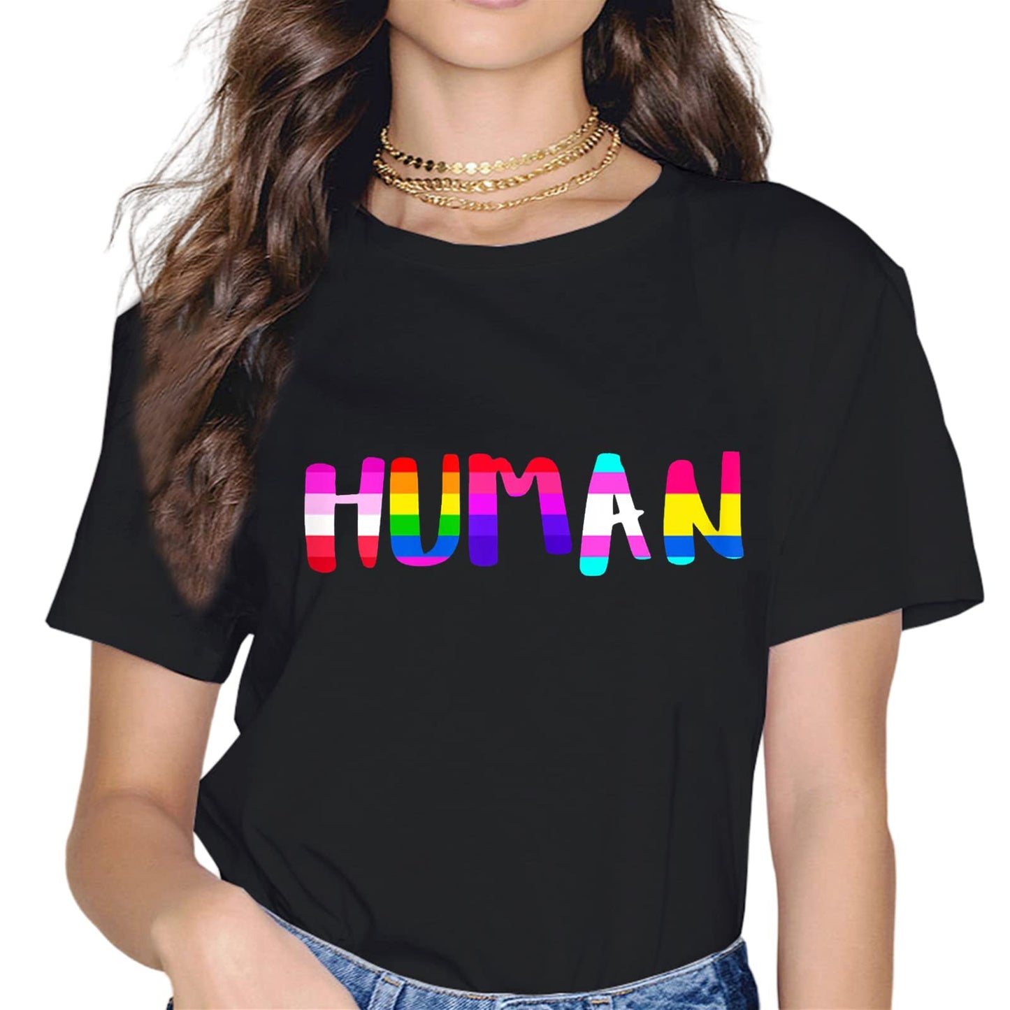 Rainbow Flag Human Rights LGBTQ+ Pride Month Gift T-Shirt