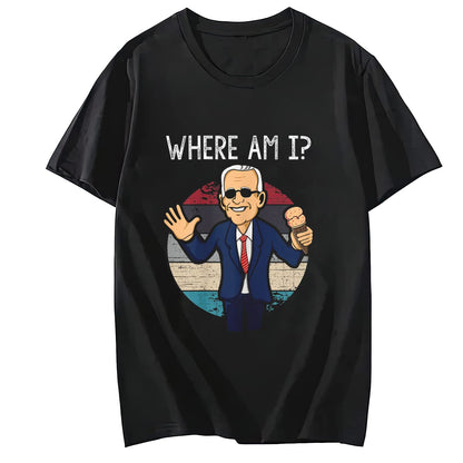 Where Am I? Tshirt Comfortable Round Neck Short Sleeved Top Shirt