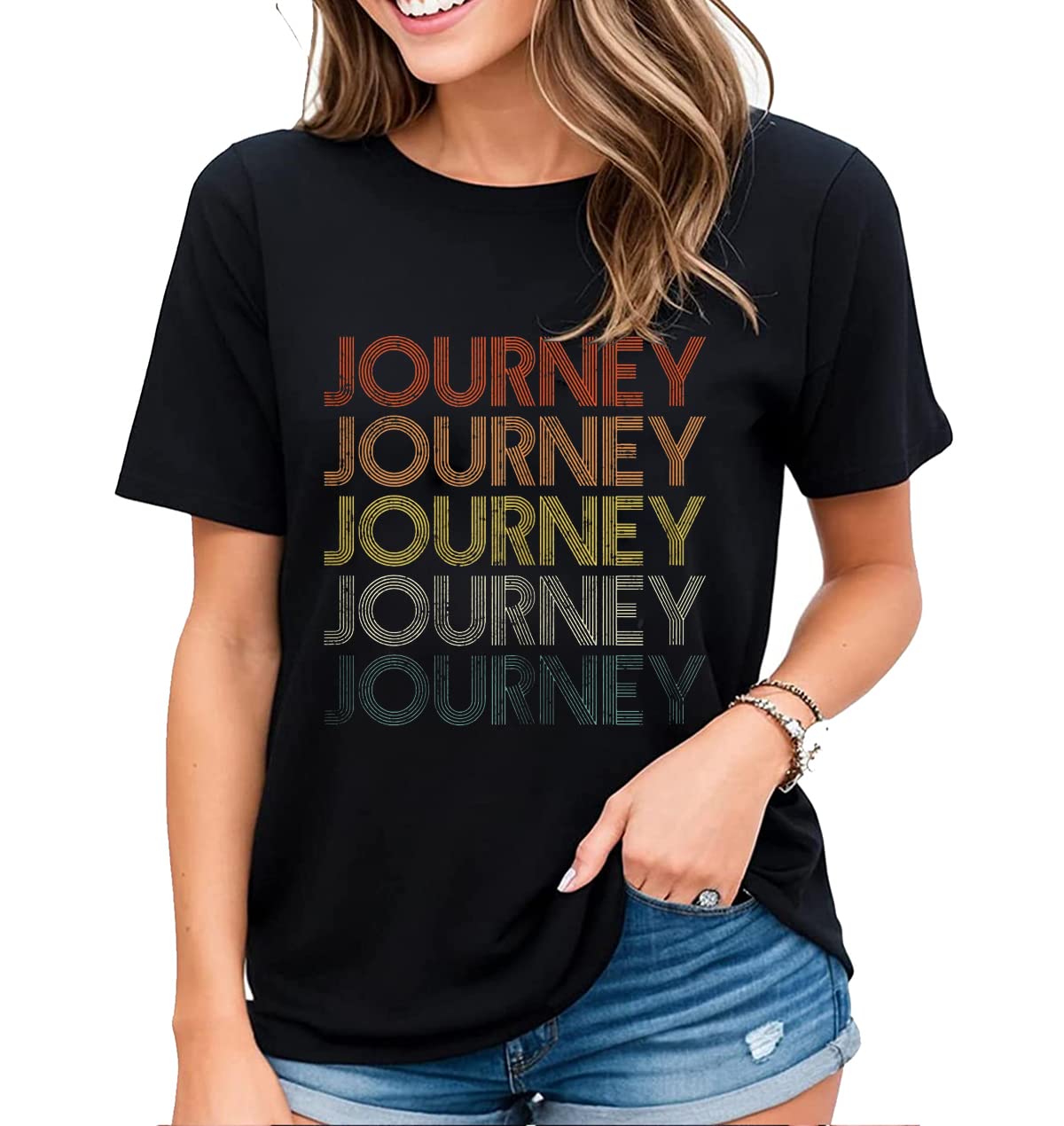 Womens Journey Tshirt Just A Small Town Girl Village Little City Laid-Back Life Short Sleeve Tops