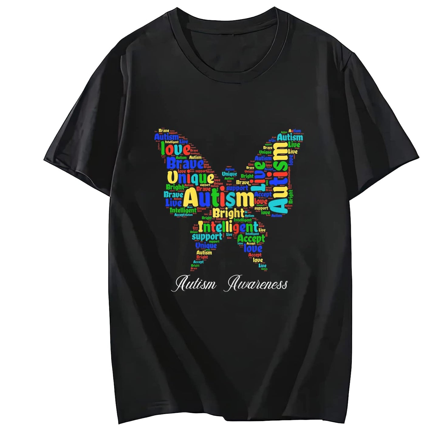We Wear Blue for Autism Awareness T-Shirt Summer Casual Round Neck Short Sleeved Top