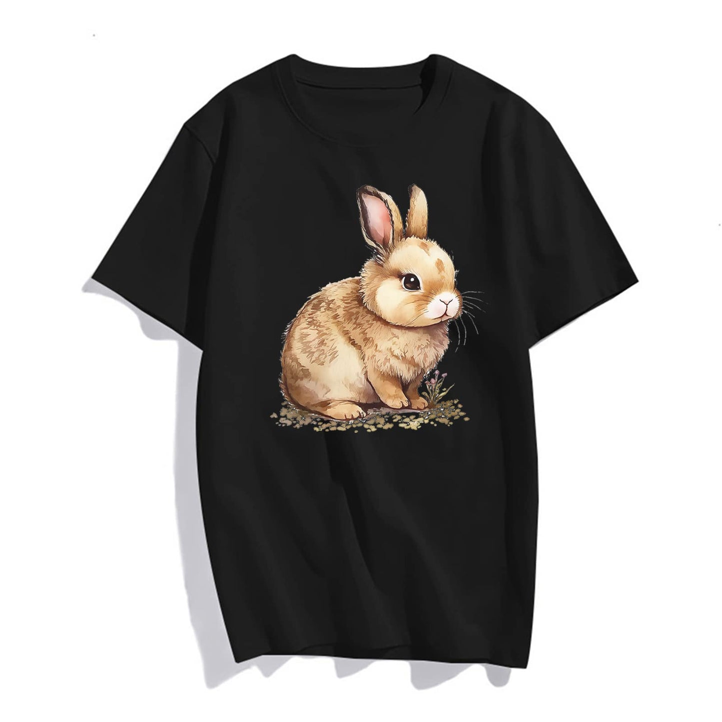 Womens Summer Bunny Graphics Tshirts Casual Short Sleeve Tops Women's Easter Gifts