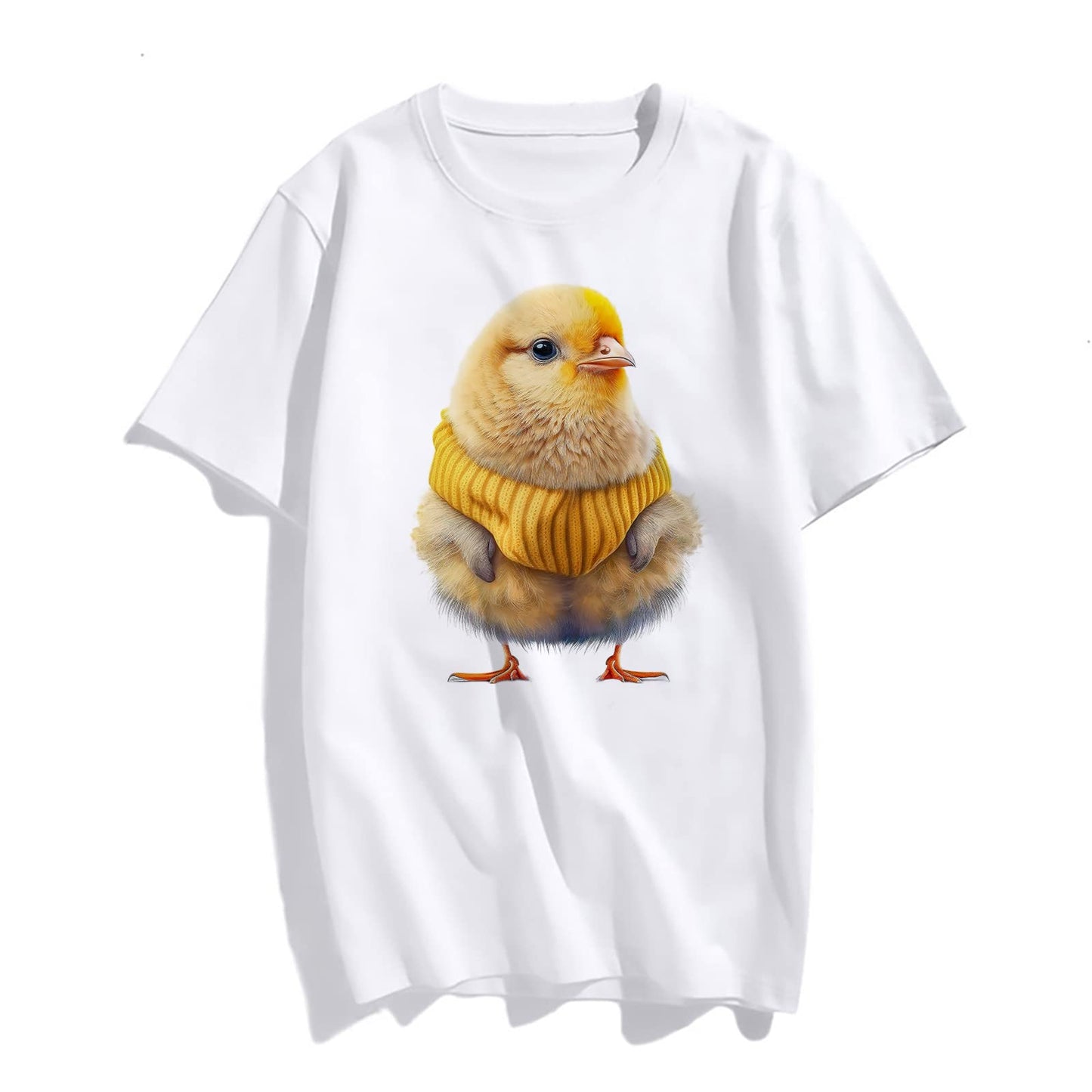 noozuo Cute Chick Graphics Tshirts Women Casual Short Sleeve Round Neck Tops