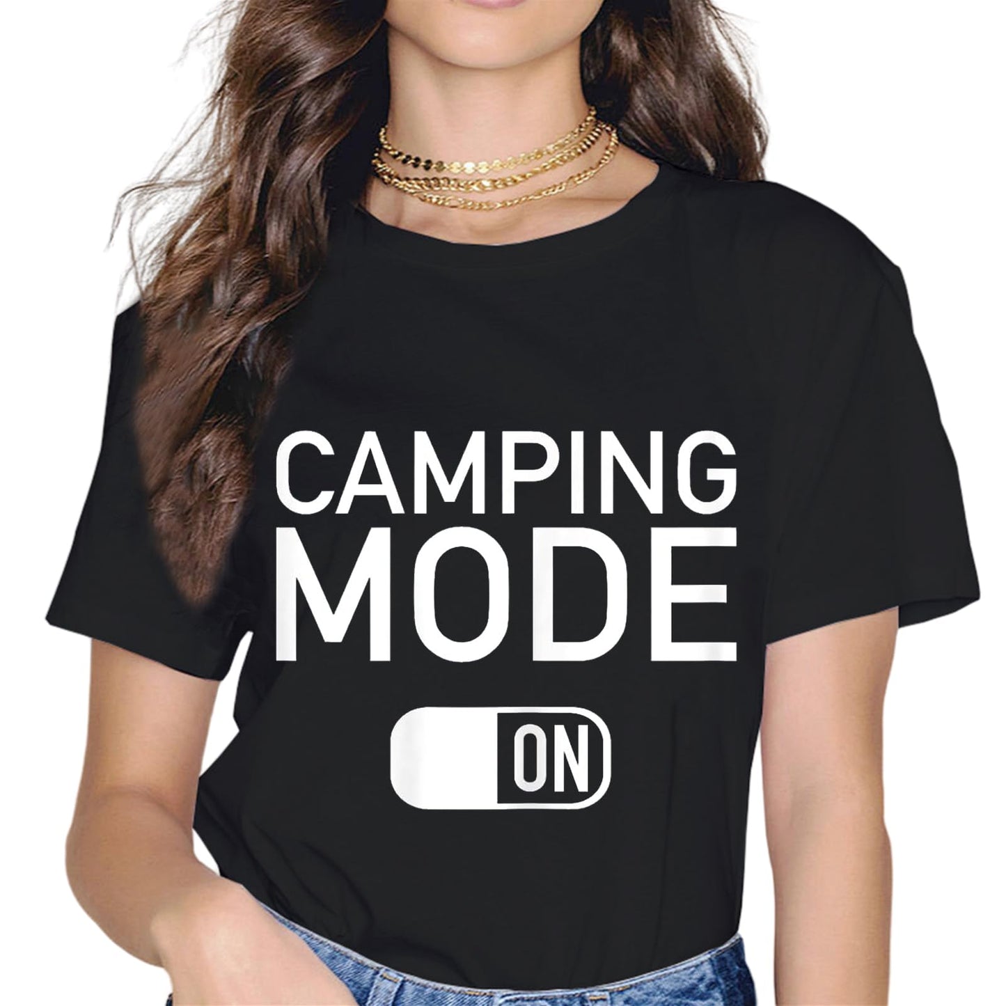 Happy Camping Fashion Short Sleeve Casual Round Neck Gift T-Shirt