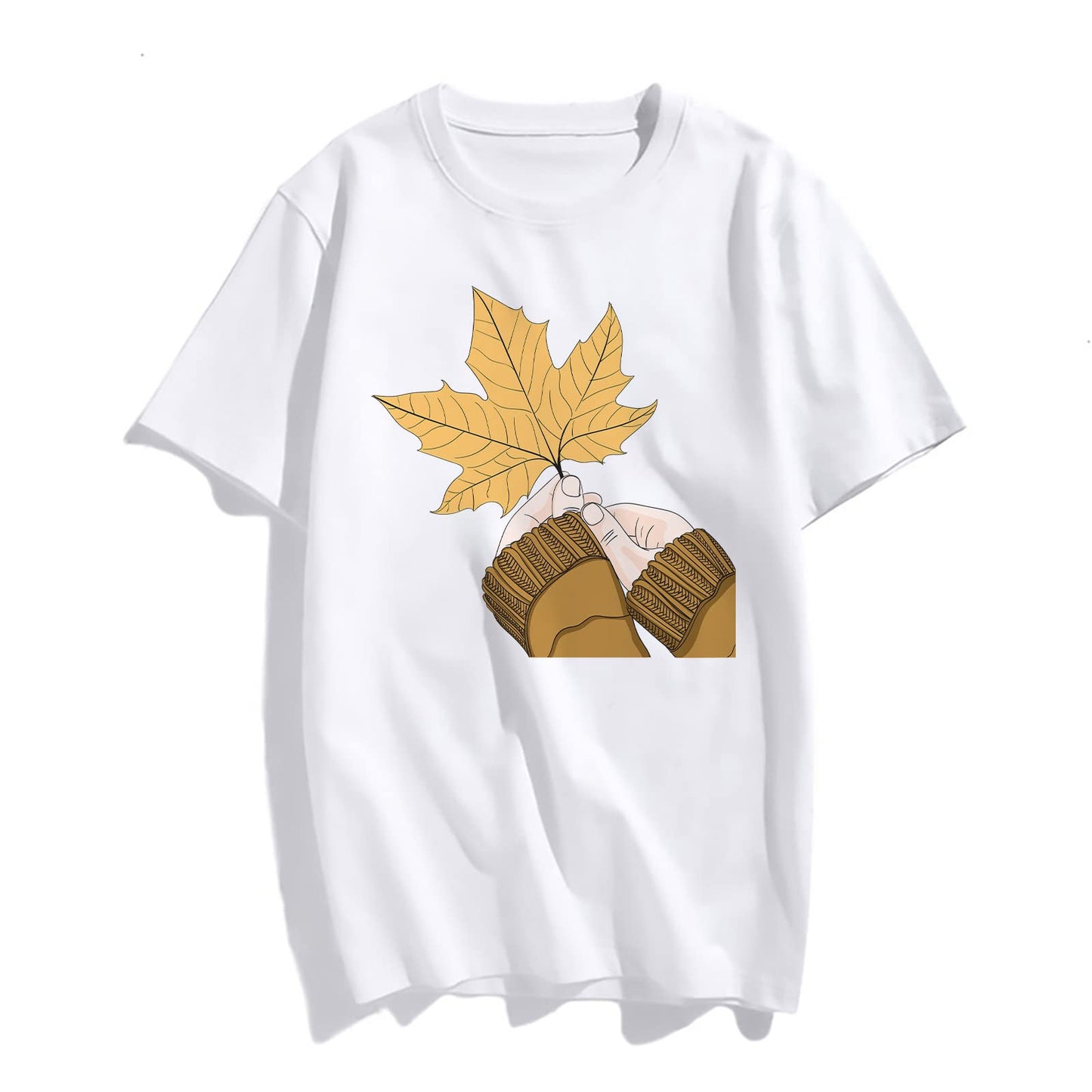 Maple Leaf Graphic Women's Summer Casual T-Shirt