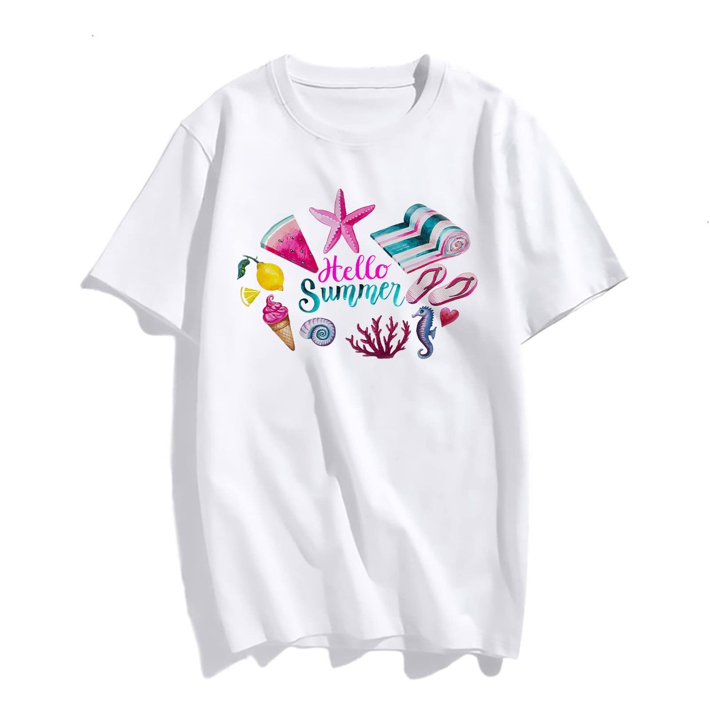 Womens Hi Summer Graphic Short Sleeve T Shirts for Women Tops Teen Girl Clothes