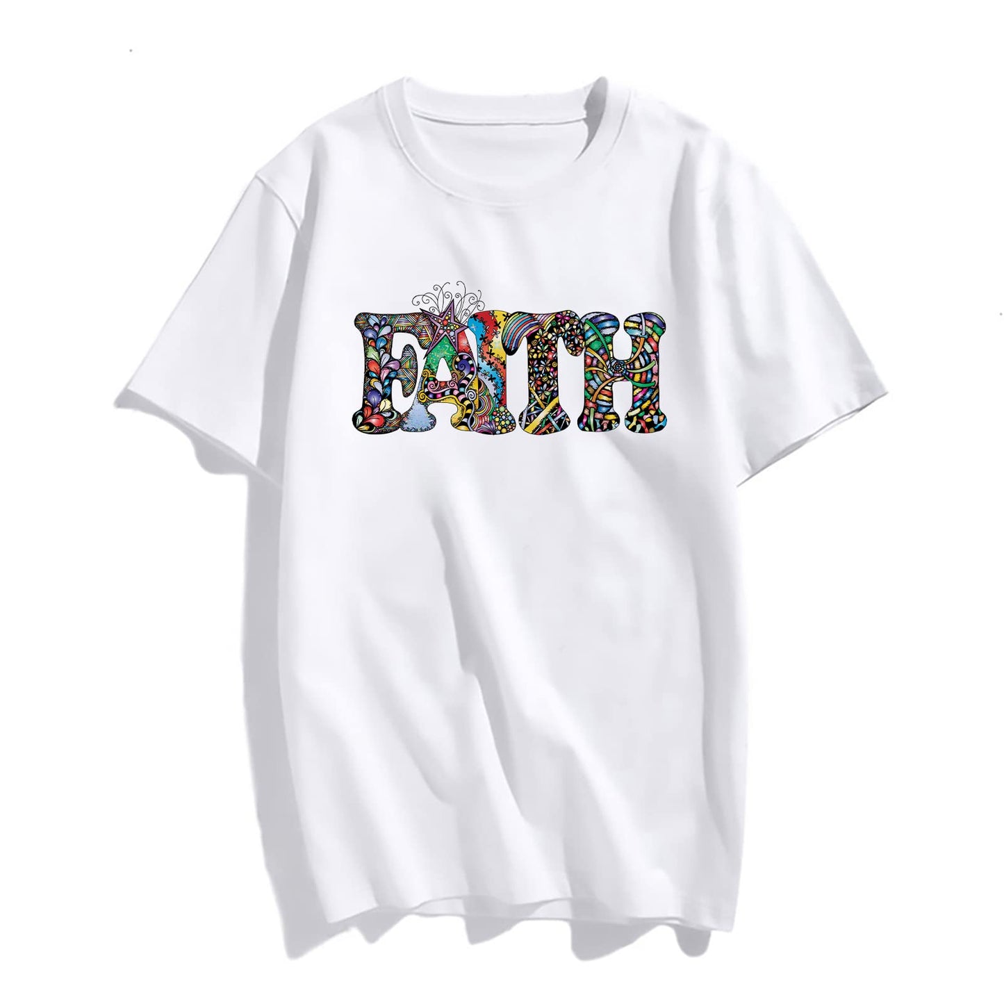 Faith T-Shirt Ethnic Graphics Personalized Lady Round Neck Short Sleeve Top