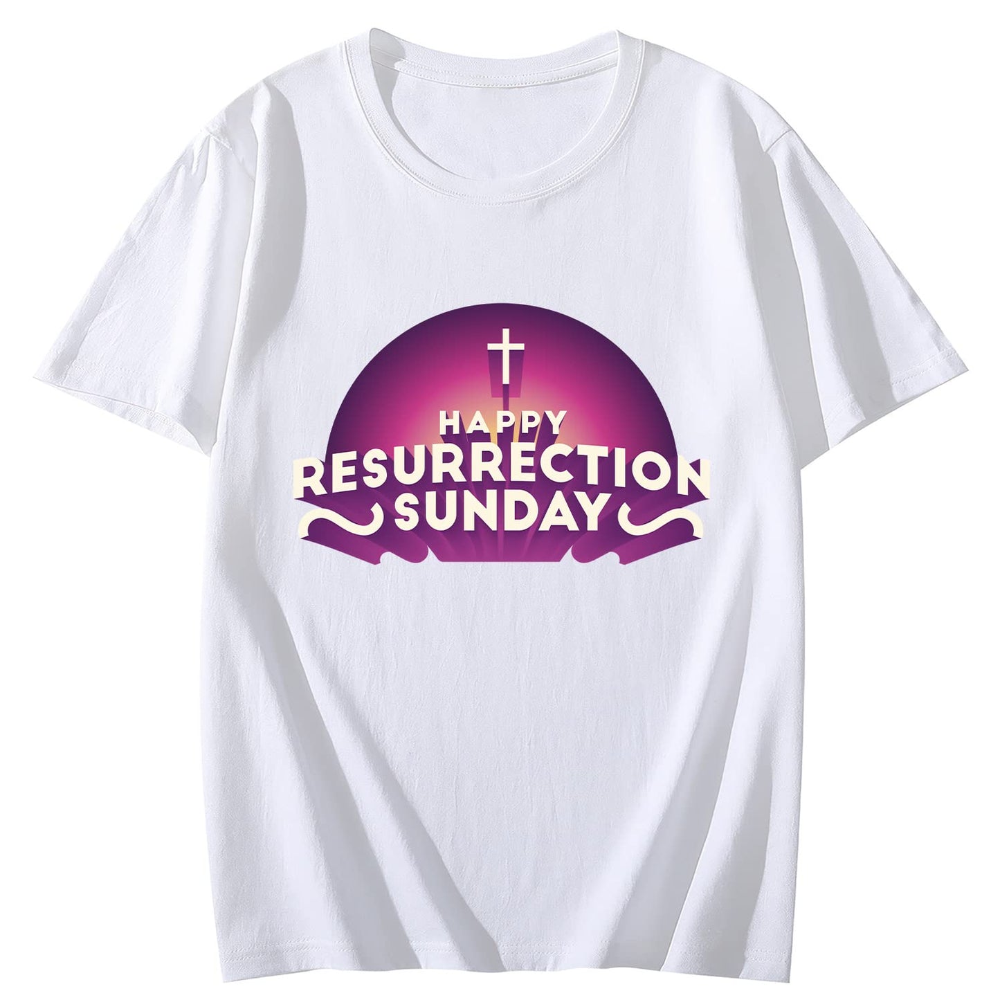 Happy Easter 3-D Letterhead Short Sleeve Comfort Tops T-Shirts for Women