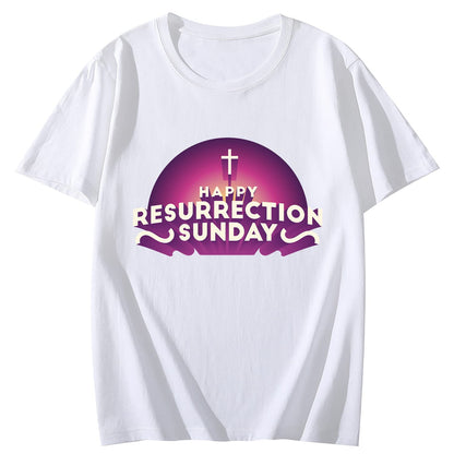 Happy Easter 3-D Letterhead Short Sleeve Comfort Tops T-Shirts for Women